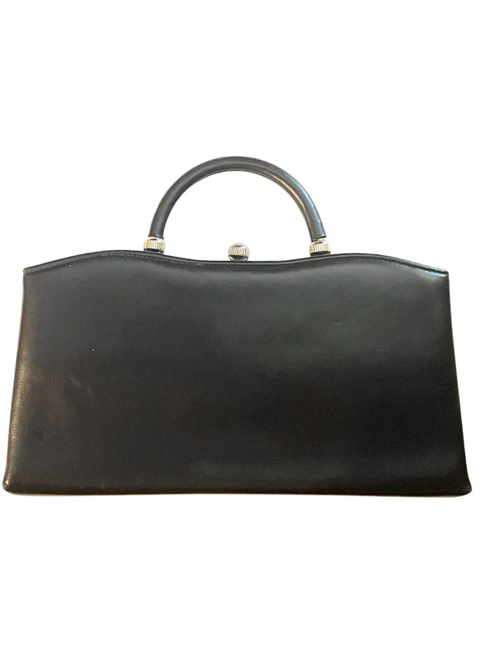 Vintage Ande navy blue leather hand bag convertible to a clutch